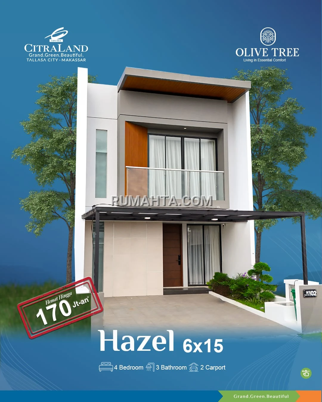 Rumah di Jual di Makassar Cluster Olive Tree Tipe Hazel, Hemat s/d 179 Juta Sebelum Harga Naik!