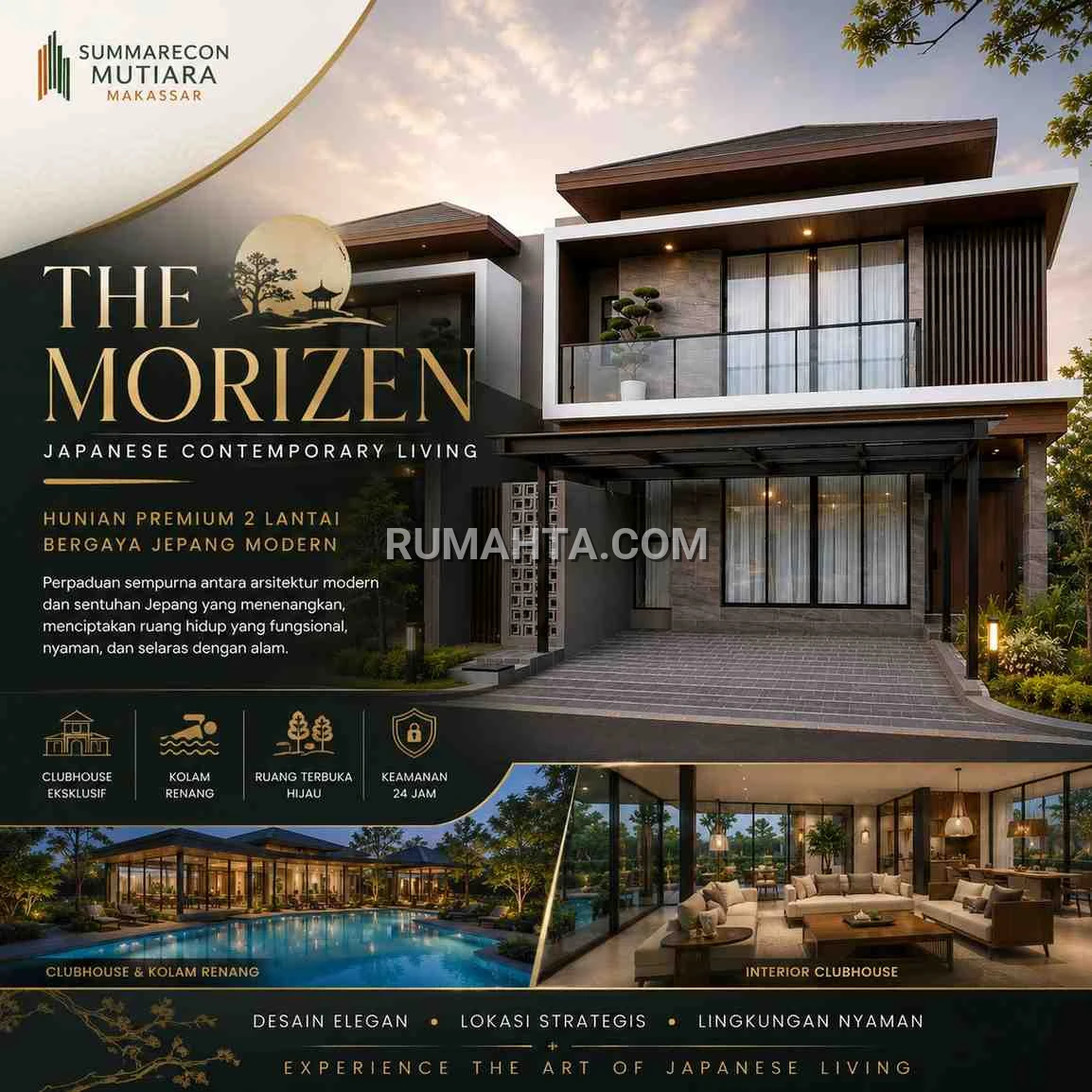 Dijual Rumah Makassar Mewah Lokasi Asri dan Sejuk di The Morizen Summarecon Makassar ukuran 8x18