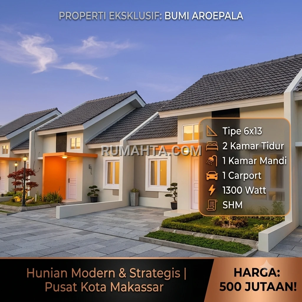 Dijual Rumah 1 Lantai 500 jutaan di Bumi Aroepala Makassar Unit Ready Siap Huni