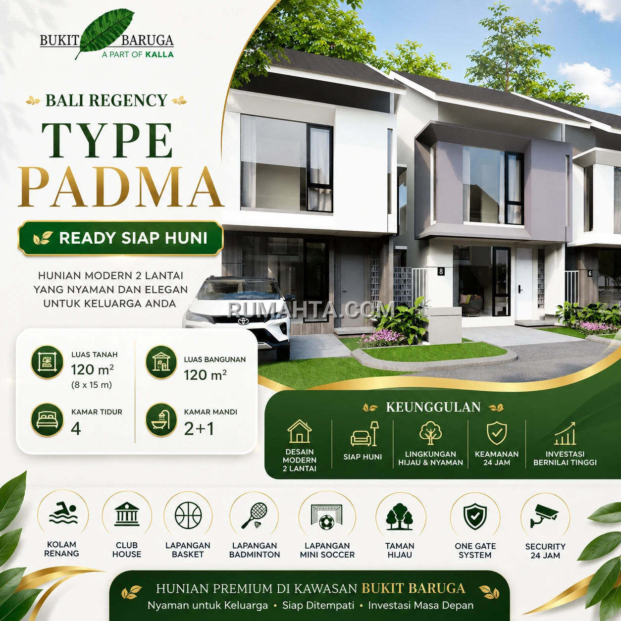 Dijual Rumah Siap Huni Type PADMA di Bukit Baruga Fasilitas Lengkap by Kalla Group