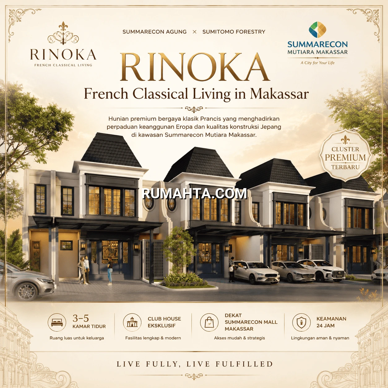 RUMAH EROPA KLASIK DI MAKASSAR LOKASI STRATEGIS LANGSUNG DEPAN MALL SUMMARECON DAN SEKOLAH AL-AZHAR