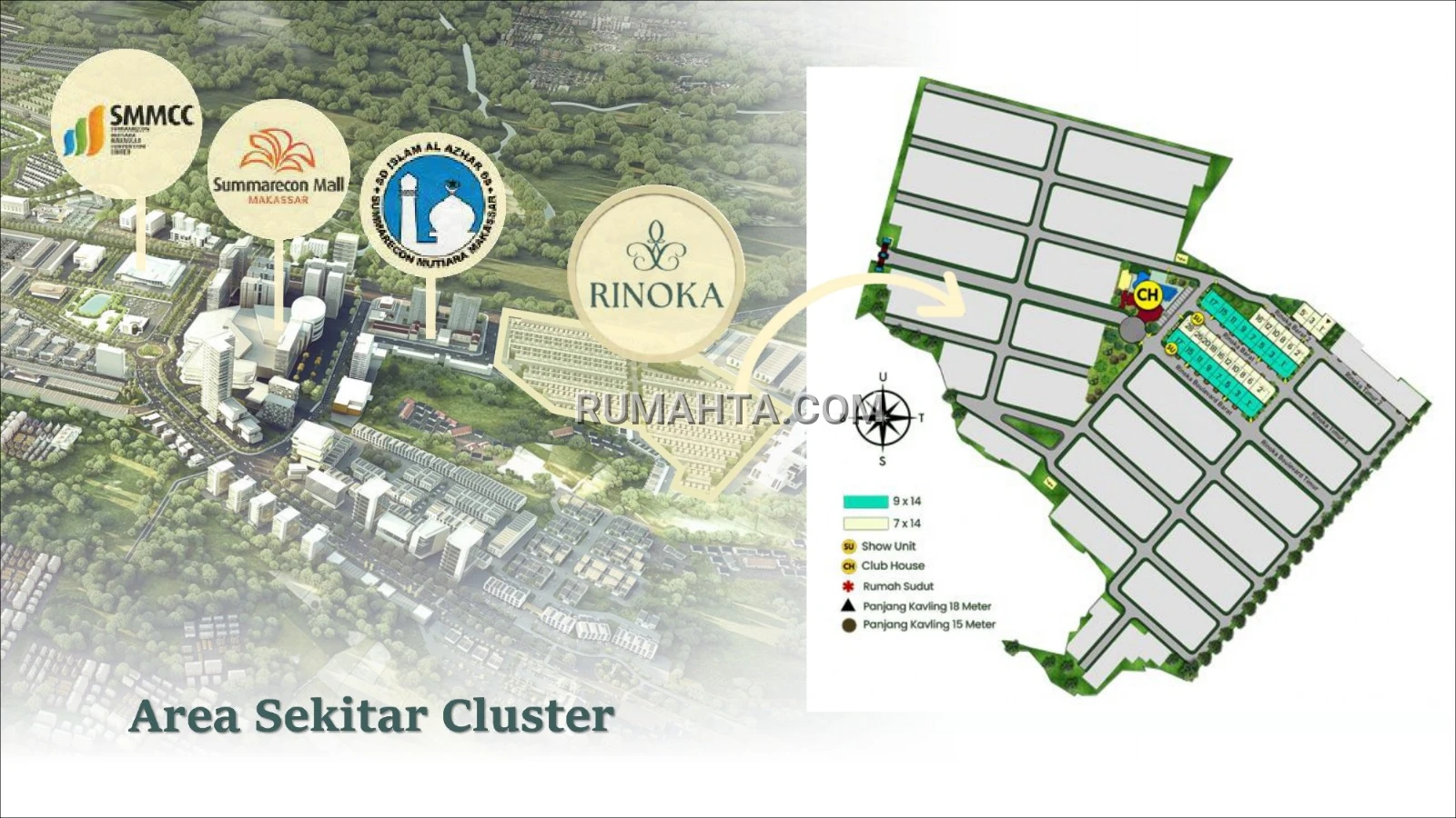 Dijual Rumah Makassar Lokasi Hook Lebar 9 Fasilitas Lengkap depan Mall Summarecon dan Sekolah Al-Azhar type Rinoka Summarecon Makassar