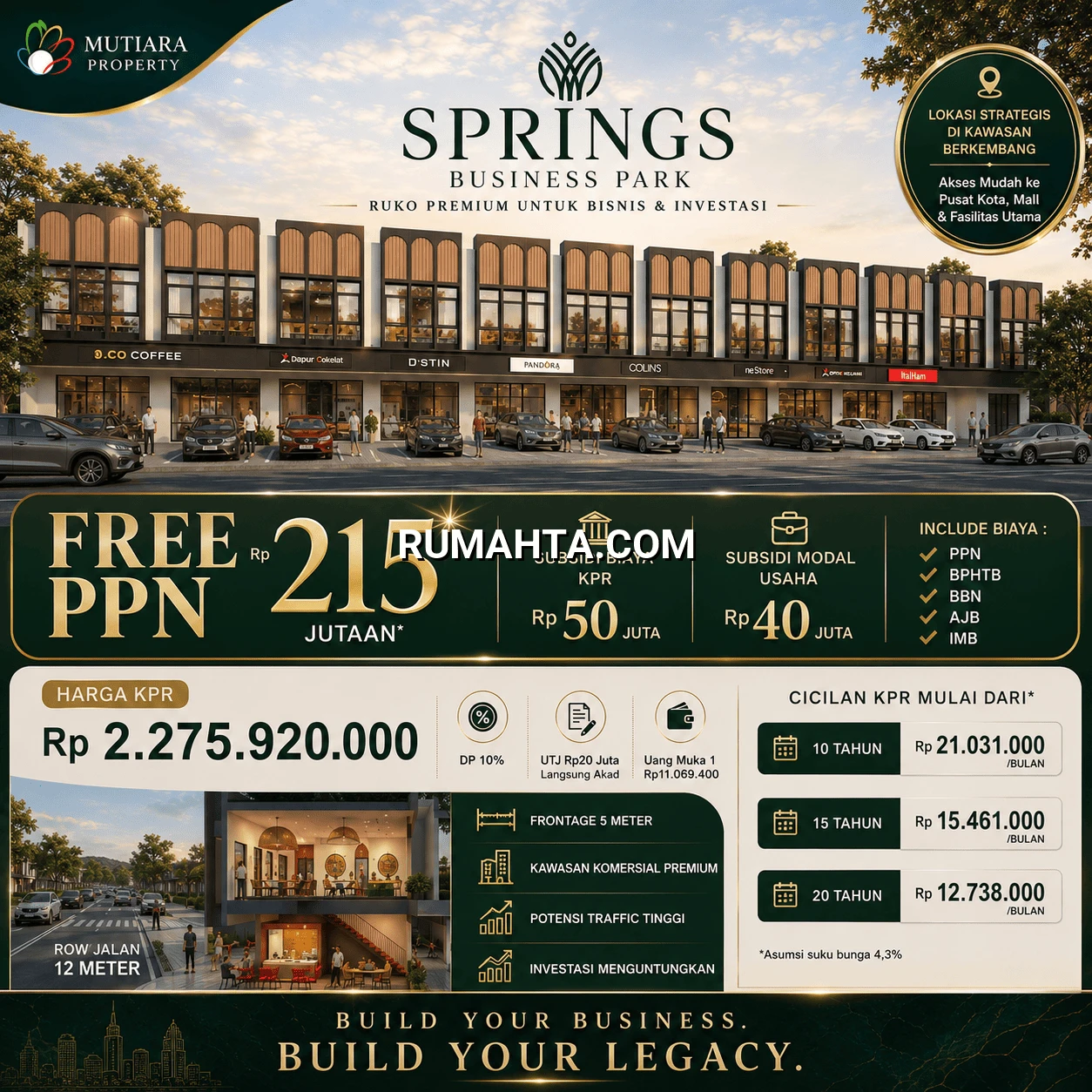 Ruko di Jual Makassar Lokasi Strategis di Pasar Baru Daya Promo Free PPN Ruko Lebar 6 Poros Jalan Springs Business Park