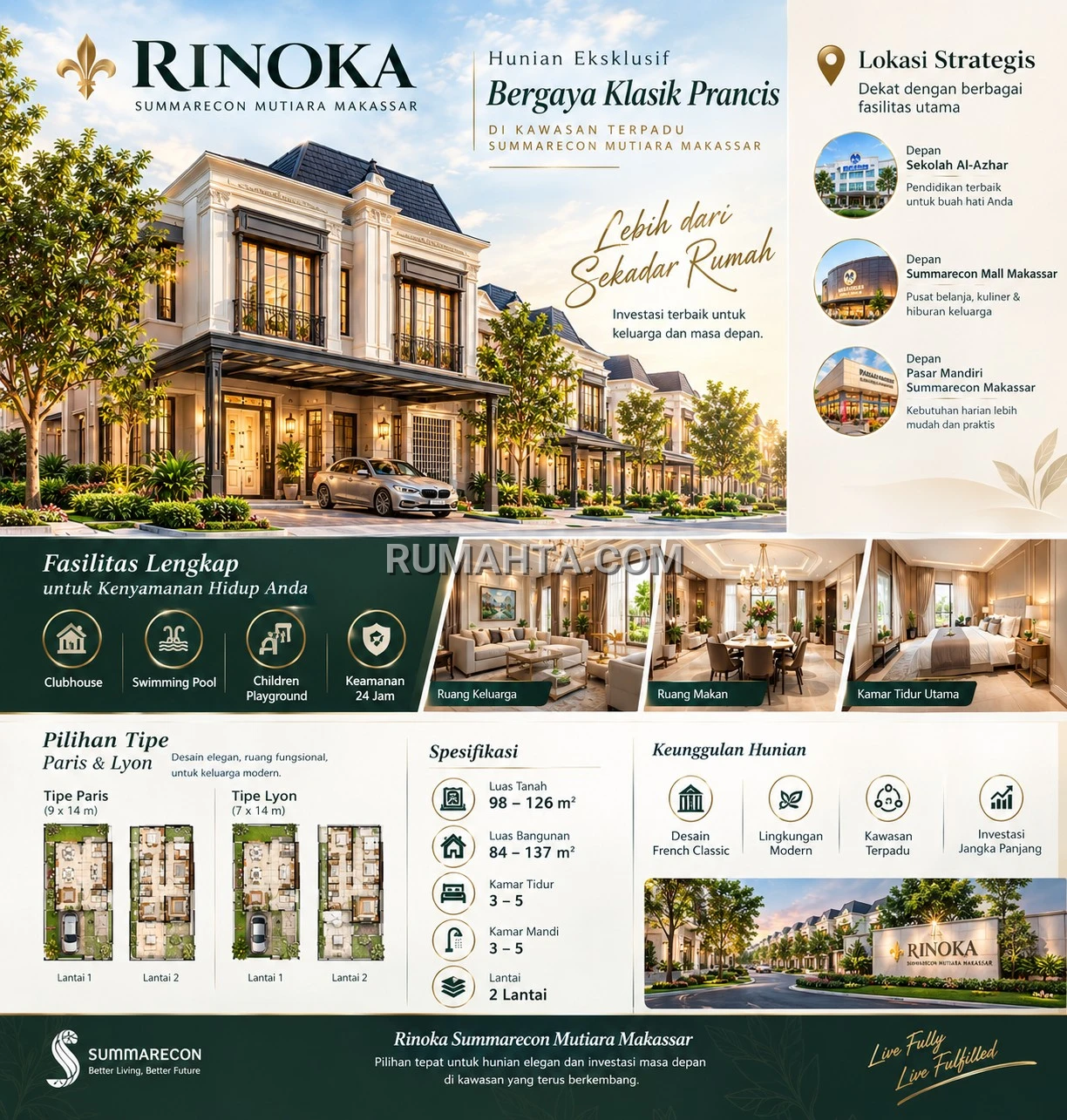 Dijual Rumah Rinoka Summarecon Mutiara Makassar, Hunian French Classic Lokasi Strategis
